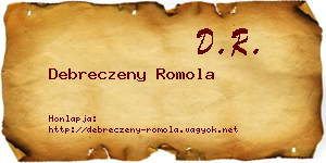 Debreczeny Romola névjegykártya